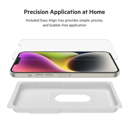 Belkin UltraGlass iPhone 14 Plus, iPhone 13 Pro Max Screen Protector, AntiMicrobial-Treated, Easy Bubble Free Application with Included Installation Guide Tray, 9H Hardness Tested, Tempered Glass