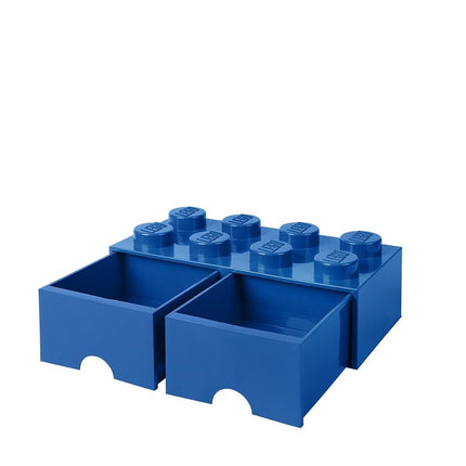 Lego Brick Drawer, 8 Knobs, 2 Drawers, Stackable Storage Box, Bright Blue