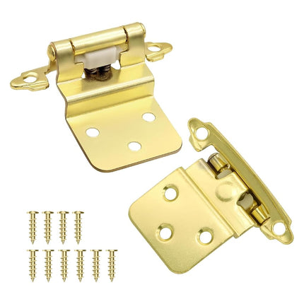 3/8 Inch Inset Brass Gold Cabinet Hinges, (10 Pair