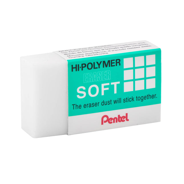 Borrador Pentel Hi-Polymer suave, paquete de 6 (ZES08PF6)