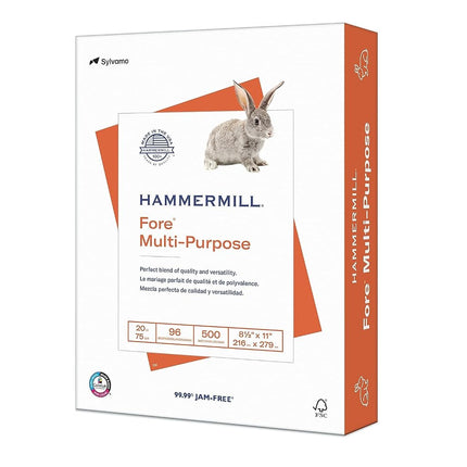 Hammermill Printer Paper, Fore Multipurpose 20 lb Copy Paper, 8.5 x 11-96 Bright, Made in The USA, 103267 (1 Ream, 500 Sheets Total)