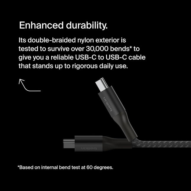 Belkin BoostCharge USB-C to USB-C Power Cable (1M, 3.3ft), Fast Charging Cable with 240W Power Delivery, USB-IF Certified, Compatible with MacBook Pro, Chromebook, Samsung Galaxy, iPad, & More - Black
