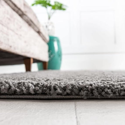 Unique Loom Solo Collection Plush, Modern, Solid, Shag Area Rug (2' 2 x 8' 0 Runner, Gray)