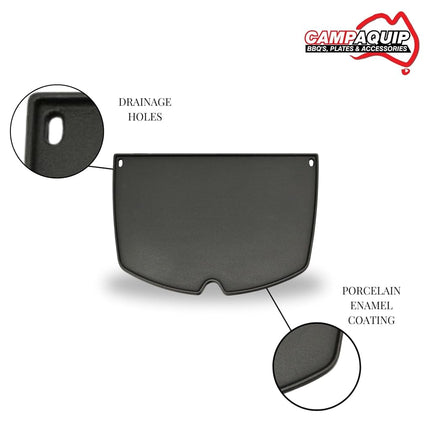 CAMPAQUIP Cast Iron Half Griddle Plate | Fits Weber Family Q Series | Q300 | Q320 | Q3000 | Q3100 | Q3200 | Q3600 | Matt Porcelain Enamel | Flat BBQ Pan | NOT for N Series