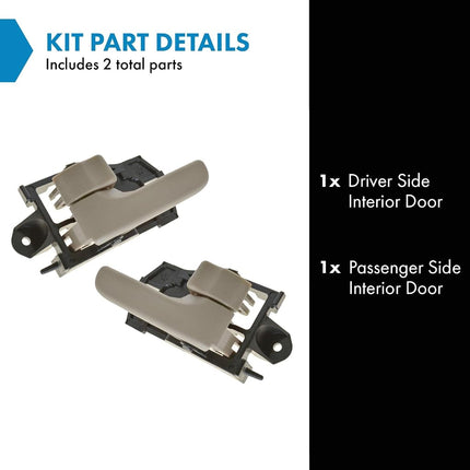 TRQ Tan Inner Inside Interior Door Handle Front LH & RH Pair Set