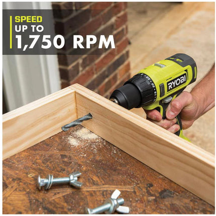 RYOBI ONE+ Taladro/Atornillador inalámbrico de 18 V y 1/2 pulg. (solo herramienta) PCL206B Negro Verde