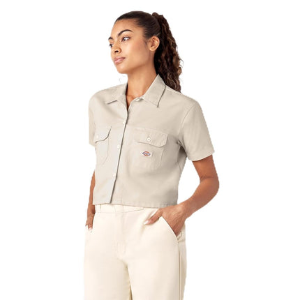 Dickies Work Shirt Cropped SS W Women's Short Sleeve Shirt, White V1, M