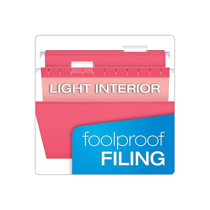 Pendaflex 04153 1/5 PIN Reinforced Hanging Folders, Legal Size, Pink, 1/5 Cut, 25/BX (4153 1/5 PIN)