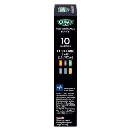 Getue Curad CURIM5018 Performance Series Ironman XL Antibacterial Bandages, Extreme Hold Adhesive Technology, Fabric Bandages, 10 Count