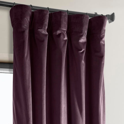 HPD Half Price Drapes Heritage Plush Velvet Curtains 108 Inches Long Room Darkening Curtains for Bedroom & Living Room 50W x 108L, (1 Panel), Winter Plum