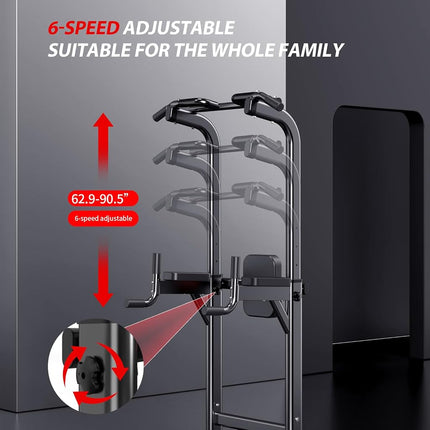 K KiNGKANG Power Tower Adjustable Height Pull Up & Dip Station Multi-Function Home Strength Training Fitness Workout Station for Home Gym (X)