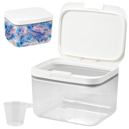 Laundry Pods Container, Automatic Pop-Up Dishwasher Pod Holder Sealed Containter Box, 94oz / 5.8lb Capacity Clear Large Storage Case with Measuring Cup (2.8L)