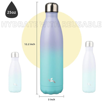 Konokyo Insulated Water Bottles,25oz Double Wall Stainless Steel Vacumm Metal Flask for Sports Travel,Oasis
