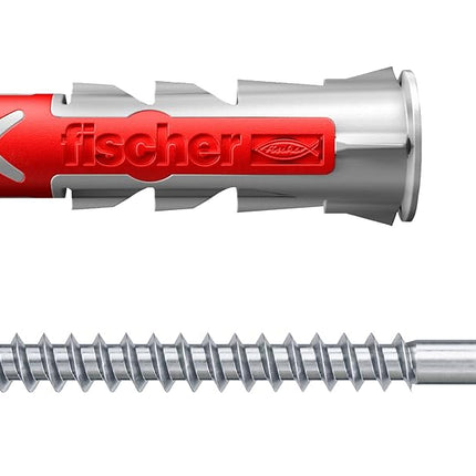 Fischer DuoPower 12 x 60 S, Powerful Universal Plug with Safety Screw, Intelligent 2-Component Technology for fastenings in Concrete, Bricks, Stone, etc., 10 Plugs & 10 Screws