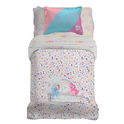 Juego de ropa de cama de algodón orgánico supersuave My Little Pony Unicorn de Franco con funda de edredón y funda de almohada, tamaño doble de 2 piezas (producto con licencia oficial)