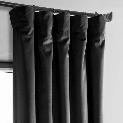 HPD Drapes Heritage Velvet Plush Curtains 108 Drop Blackout Curtains Bedroom Living Room 50 x 108 Inch 1 Panel Black