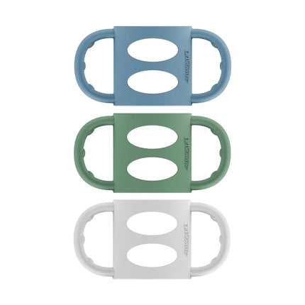 Dr. Brown's Milestones 100% Silicone Baby Bottle Handles, Narrow, Blue, Green, Gray, 3 Pack, 4m+