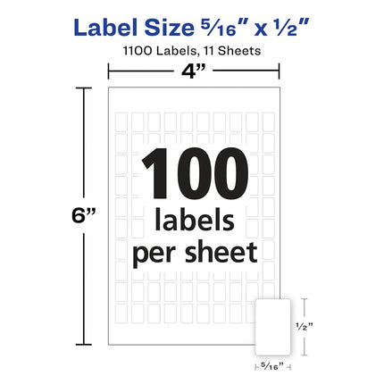 Étiquettes rectangulaires amovibles Avery, 0,31 x 0,5 pouces, blanches, 18 paquets (5412)