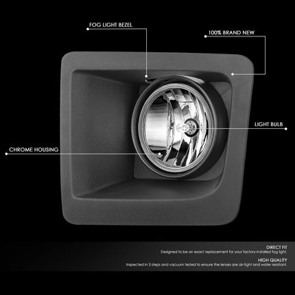 DNA MOTORING FL-ZTL-380-CH Pair of Reflector Beam Fog Lights w/ Bezels Compatible with 14-15 Sierra 1500,Chrome Housing Clear Lens,with Switch & Wiring Harness