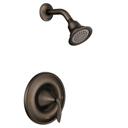 Moen T2132EPORB Eva Collection Garniture Posi-Temp 1 poignée avec pomme de douche à fonction unique, valve requise, bronze huilé, 0,5