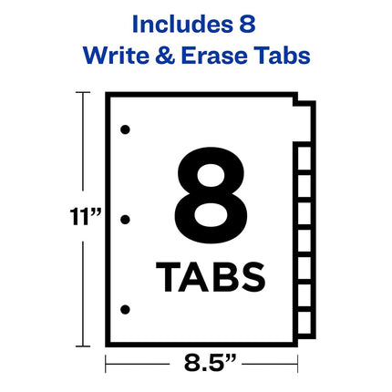 Avery 8-Tab Binder Dividers, Write & Erase White Big Tabs, 48 Sets (23078)