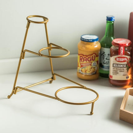 YHOSSEUN 3 Tier Serving Stand Oval Serving Bowl with Metal Rack, Tied Serving Tray Food Display Dessert Appetizer, Serving Bowl Fruit Chip Dip Bowl Set for Parties, Gold