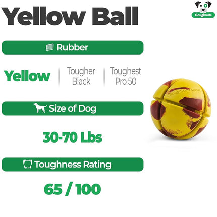 Goughnuts Interactive Rubber Chew Toy Ball, Yellow