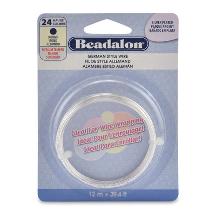 Beadalon German Style 12 m 24 Gauge Round Wire, Si