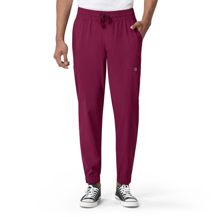 WonderWink Men's Cargo Jogger Pant, Wine, Medium
