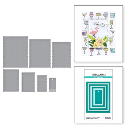 Spellbinders Etched Dies from Happy Hour-Perfect Touch Rectangles and Tag