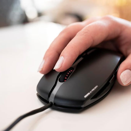 CHERRY GENTIX 4K, Wired Mouse, Ideal for Use with Ultra-HD Monitors, 6 Buttons, up to 3600 Dpi, Symmetrical Design, 1.8 m Long Cable, Black