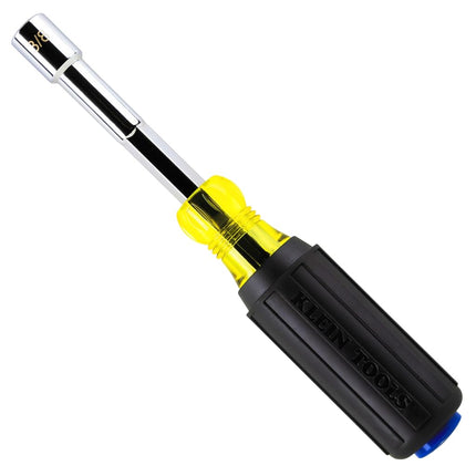 Klein Tools 65438 Heavy-Duty Hollow Shaft Nut Driver, Color-Coded 3/8-Inch Hex, Pass Through Design, 6-Point Socket, and Cushion-Grip Handle