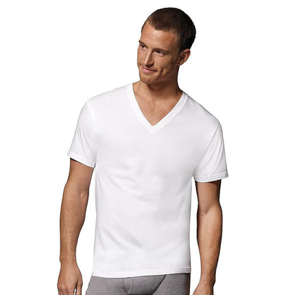 Hanes Camiseta con cuello en V ComfortSoft para hombre, paquete de 5, blanco, XL