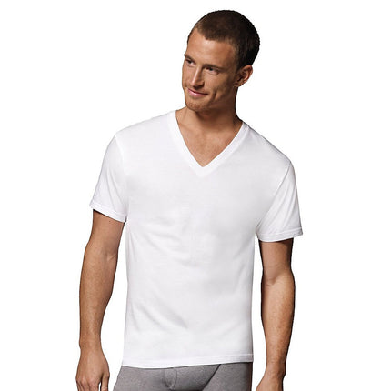 Hanes Men's 5-Pack ComfortSoft V-Neck Tee, White, 