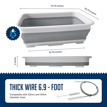 CPAP Cleaning Kit for CPAP Hose and Mask for CPAP Hanger with Brush and Collapsible Wash Basin Bucket Tub - Essential Care Kit for CPAP Users, Suitable for 7 Feet Tubing and 22mm 19mm Diameter