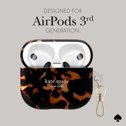 Kate Spade New York AirPods Protective Case with Keychain Ring - Tortoise, Compatible with AirPods 3rd Generation
