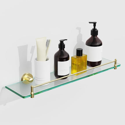 KOCOK 20 Inches Glass Shelves for Bathroom, Brushe