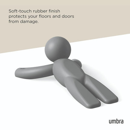 Umbra Buddy Door Stop – Heavy-Duty Door Stopper for Bottom of Door, Non-Slip, Flexible, Soft-Touch, Protects Your Floors, Grey