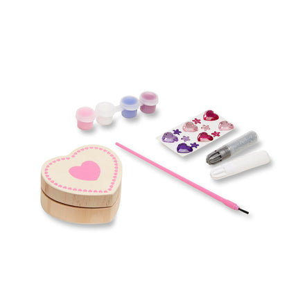 Melissa & Doug Kit de manualidades para decorar tu propia caja de madera con forma de corazón