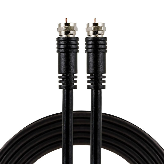 GE RG59 Coaxial Cable, 6 ft. (1.8m) F-Type Connectors, Dual Shield Coax, Input/Output, Low Loss, Ideal for TV Antenna, DVR, VCR, Satellite Receiver, Cable Box, Black, 23217