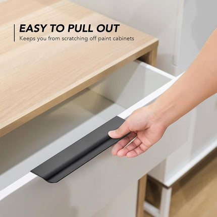 Ravinte Hardware 10 Pack Black Cabinet Handles, 5.9 Inch (150mm) Finger Edge Pulls, 5 Inch Hole Center, Finger Pulls for Cabinets
