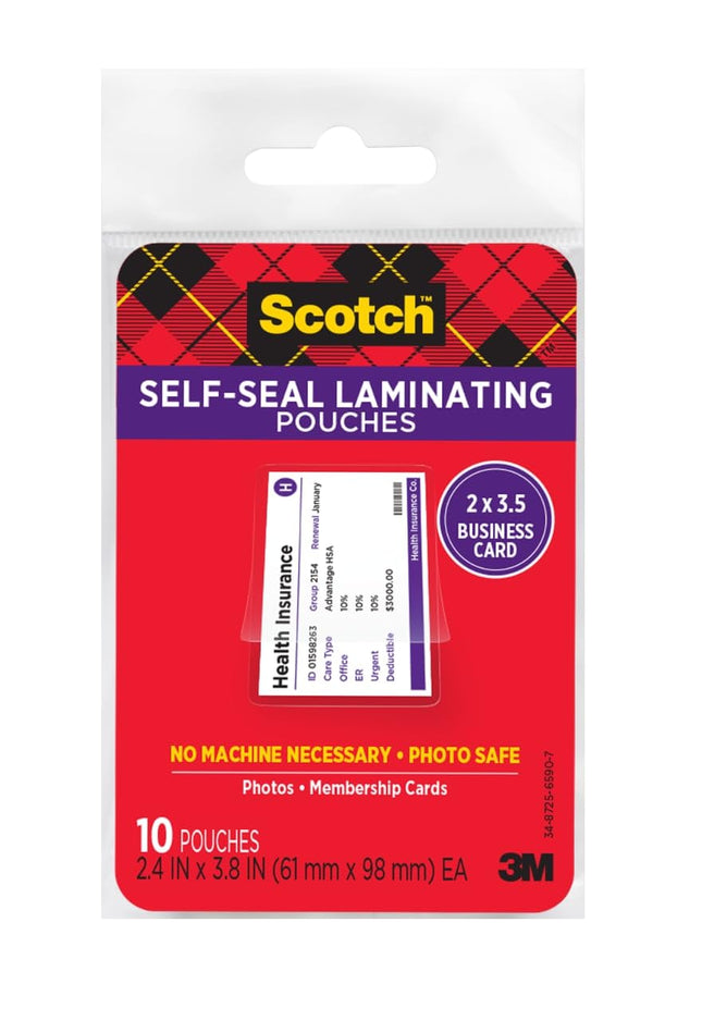 Scotch Self-Sealing Laminating Pouches, Business C