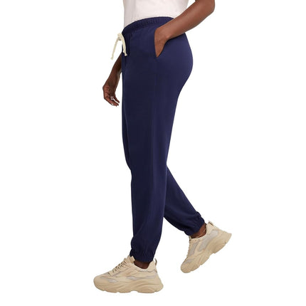 Hanes Women's Essential Jogger Pants, Drawstring Sweatpants, 100% Cotton Jersey, 29", Athletic Navy, M