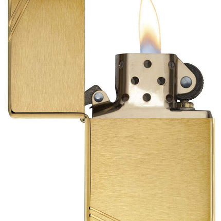 ZippoVintage Brushed Brass with Slashes Pocket Lighter