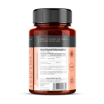 1500mg x 1080 Tablets. 1200mg of UltraColl Collagen & 300mg of Hyaluronic Acid per Tablet. (6 Bottles of 180 Tablets Each - 18 Months Supply). SKU: UCHL3x6