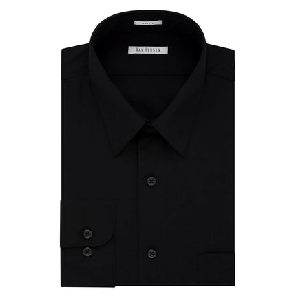 Van Heusen Men's Tall Fit Dress Shirts Poplin, Black, 16.5" Neck 35"-36" Sleeve