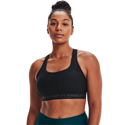 Soutien-gorge de sport à dos croisé Under Armour pour femme, maintien moyen, noir (001)/gris jet, très très grand