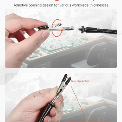 VEVOR Magnetic Helping Hands Soldering Station, 4 Flexible Arms Third Hand Tool, with Alligator Clips & Non-Slip Heavy-Duty Steel Base, Soldering Helping Hands for Electronic Repair Craft Hobby DIY