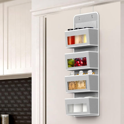 Organizador de pared/puerta Simple Houseware con 4 bolsillos de ventana transparente, gris