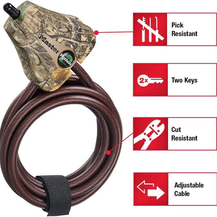 Master Lock - Python Trail Camera Adjustable Camouflage Cable Locks 8418KA-3 CAMO 3-Pack